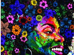 Joy Within -21st Century, Contemporary, Figurative Portrait, Africa Woman Fabric