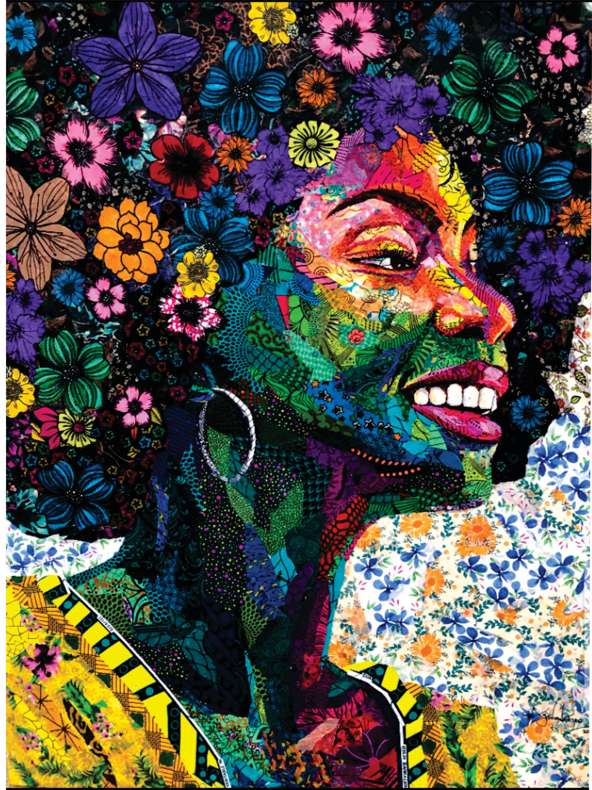 Portrait Painting de Agwunwa Theophilus - Joy Within -Siglo XXI, Contemporáneo, Retrato figurativo, África Mujer Tela