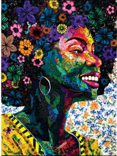 Joy Within -Siglo XXI, Contemporáneo, Retrato figurativo, África Mujer Tela