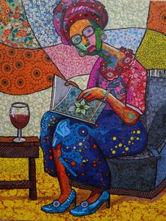 Perdido en las páginas - Siglo XXI, Contemporáneo, Figurativo, Lectura, Africano