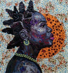 Rayo de esperanza -Siglo XXI, Contemporáneo, Figurativo, Retrato, Mujer, Africano