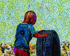 Spinning Joy - 21st Century, Contemporary, Figurative, Childhood Memory, African