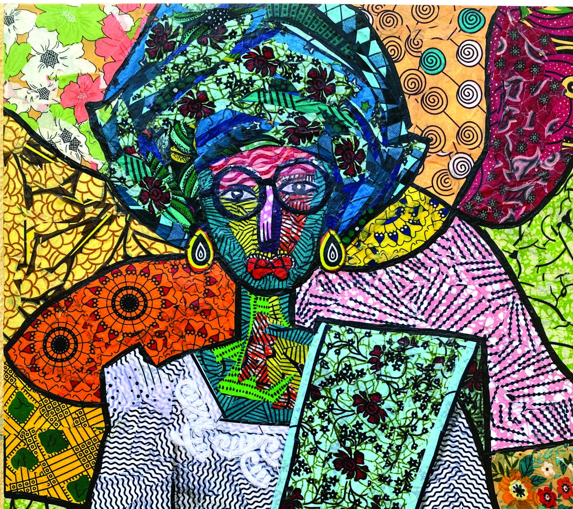 Ospite di nozze -21° secolo, Contemporaneo, Figurativo, Ritratto, Donna, Africano - Painting di Agwunwa Theophilus