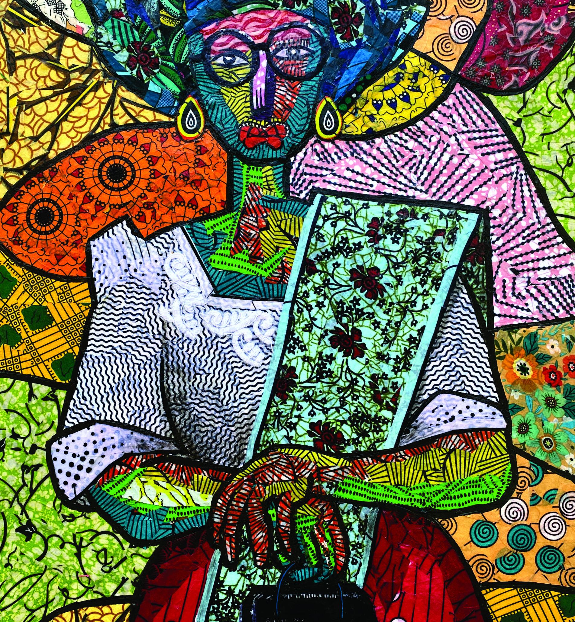 Ospite di nozze -21° secolo, Contemporaneo, Figurativo, Ritratto, Donna, Africano - Portrait Painting Nero di Agwunwa Theophilus