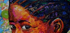 Envuelta en esperanza - Siglo XXI, contemporáneo, figurativo, tela, africano