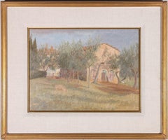 Vintage A.H - Framed 1964 Oil, Pig in the Olive Grove