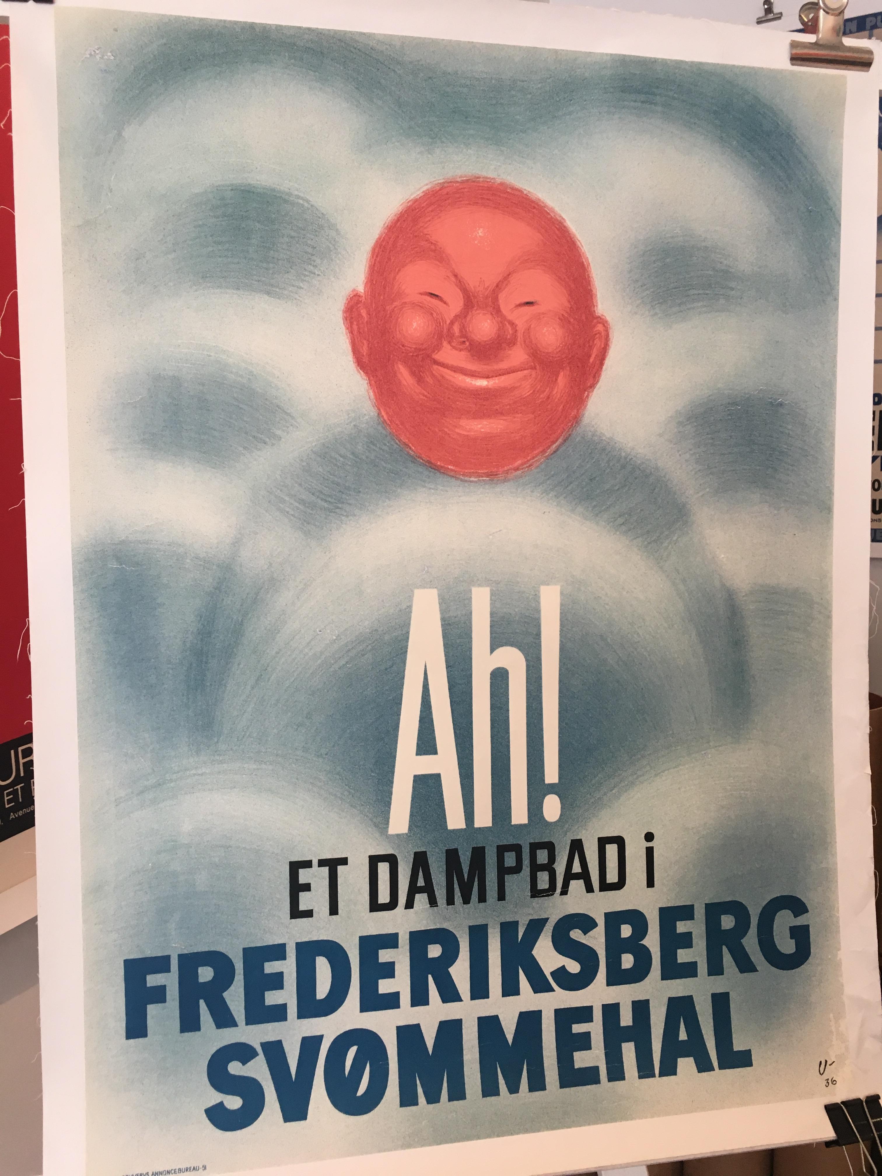 'Ah! Et Dampbad i Frederiksberg Svommehal', Original Vintage Poster, circa 1936 In Good Condition In Melbourne, Victoria