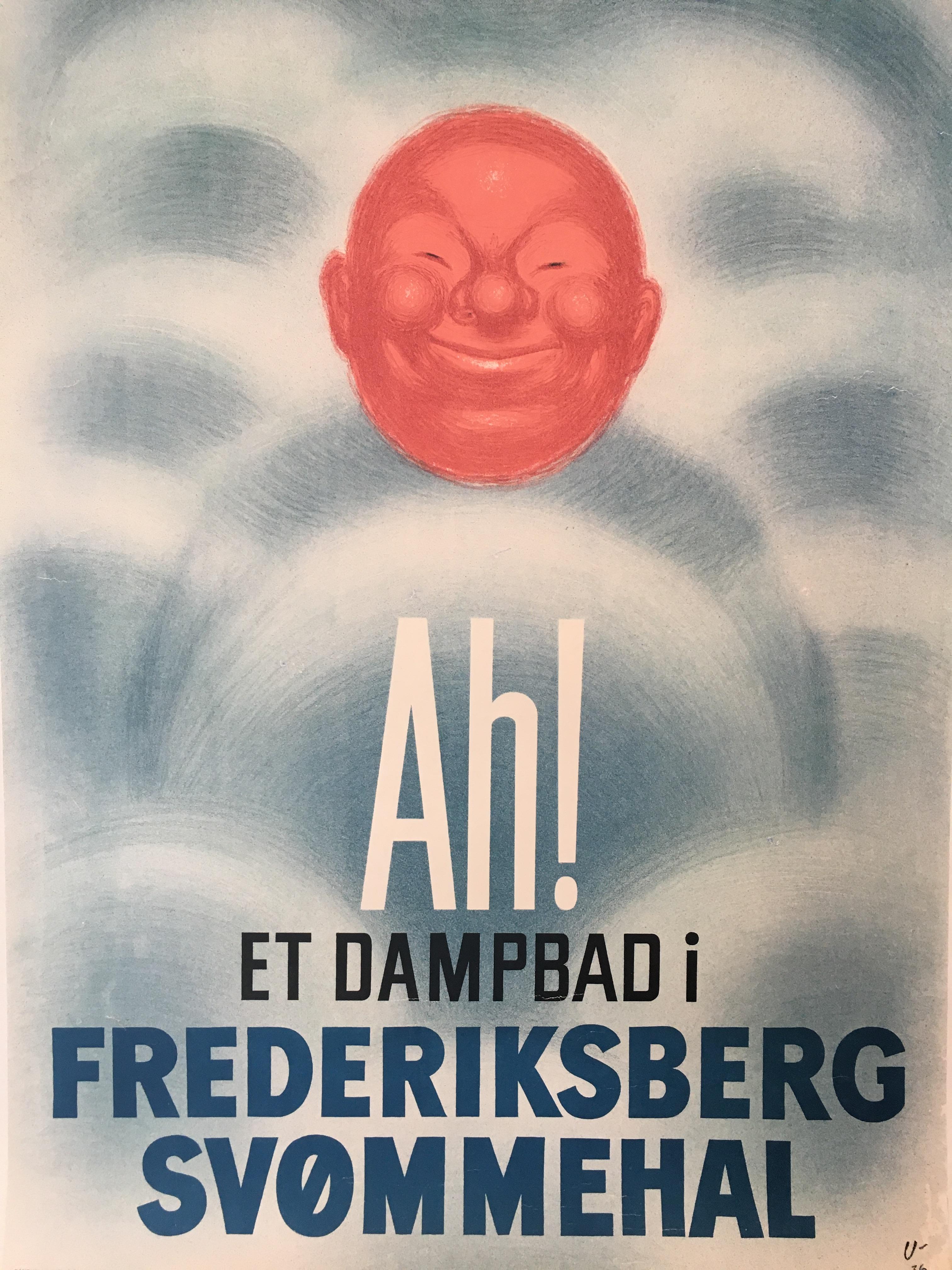 Paper 'Ah! Et Dampbad i Frederiksberg Svommehal', Original Vintage Poster, circa 1936