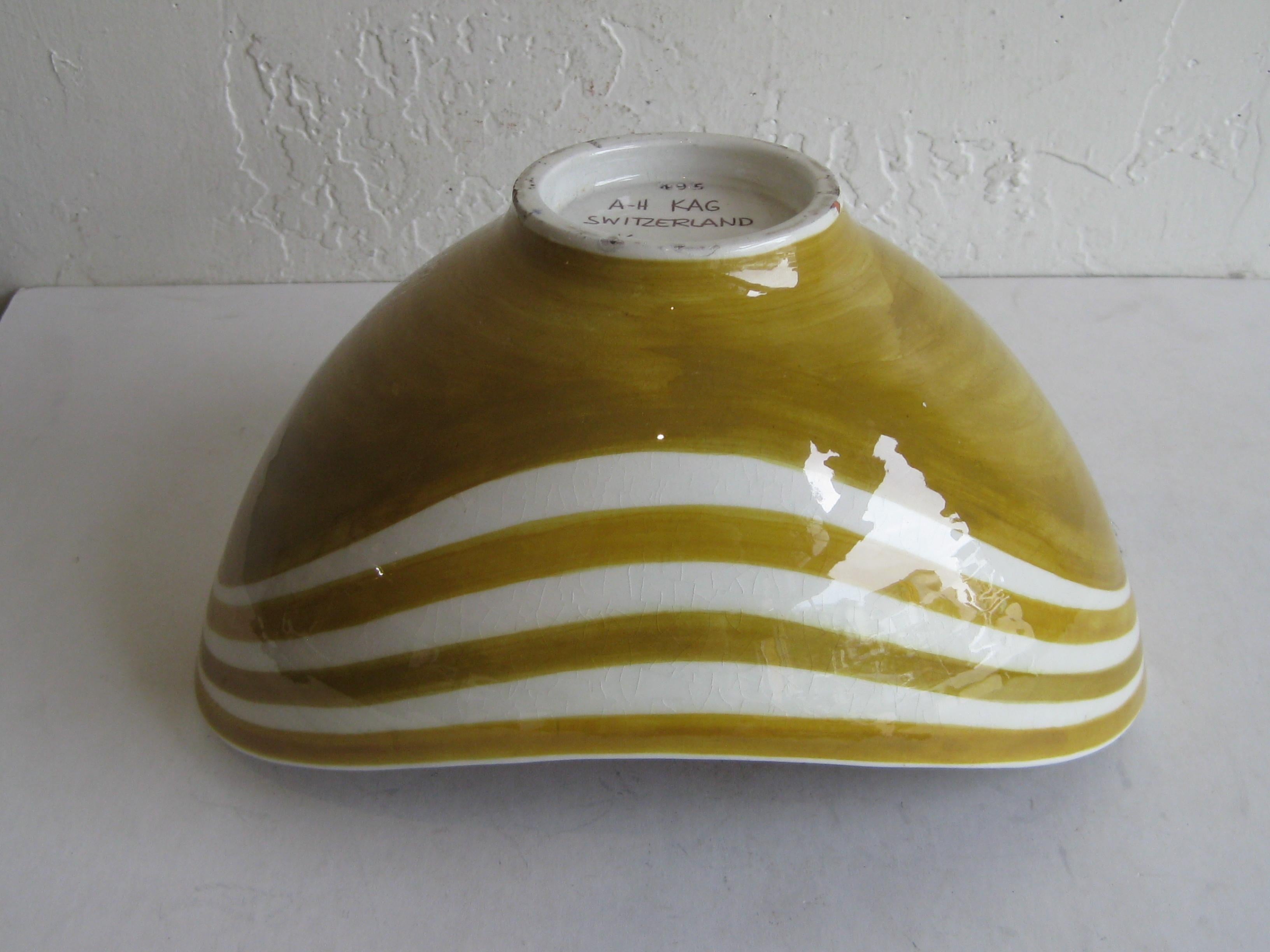 AH Kag Swiss Modernist Abstract Pottery Ceramic Large Bowl Vase, Switzerland 5