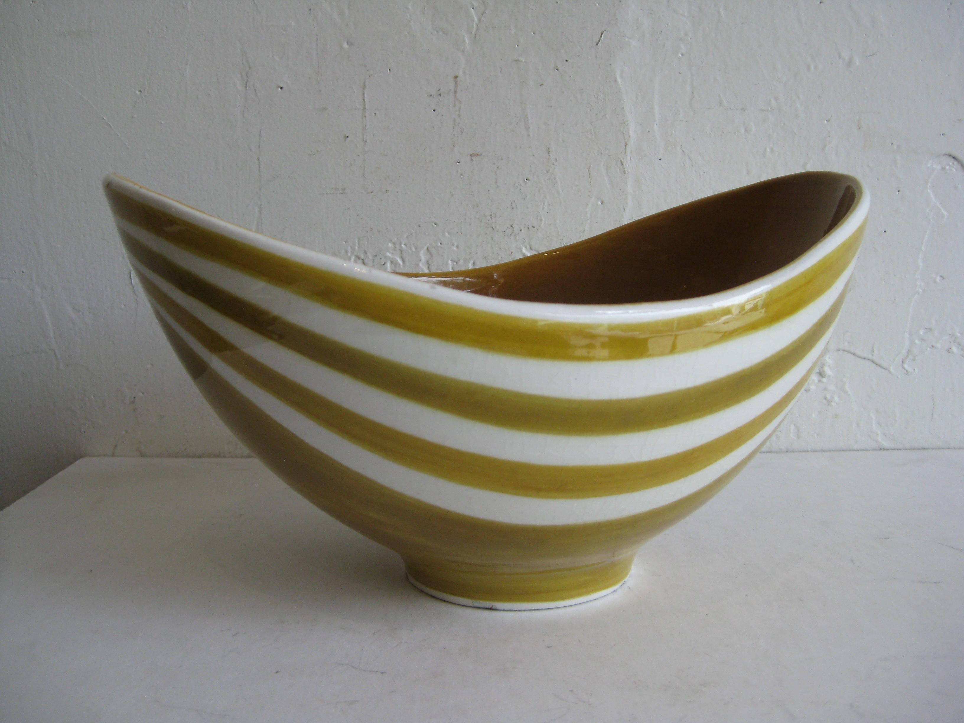 AH Kag Swiss Modernist Abstract Pottery Ceramic Large Bowl Vase, Switzerland In Good Condition In San Diego, CA