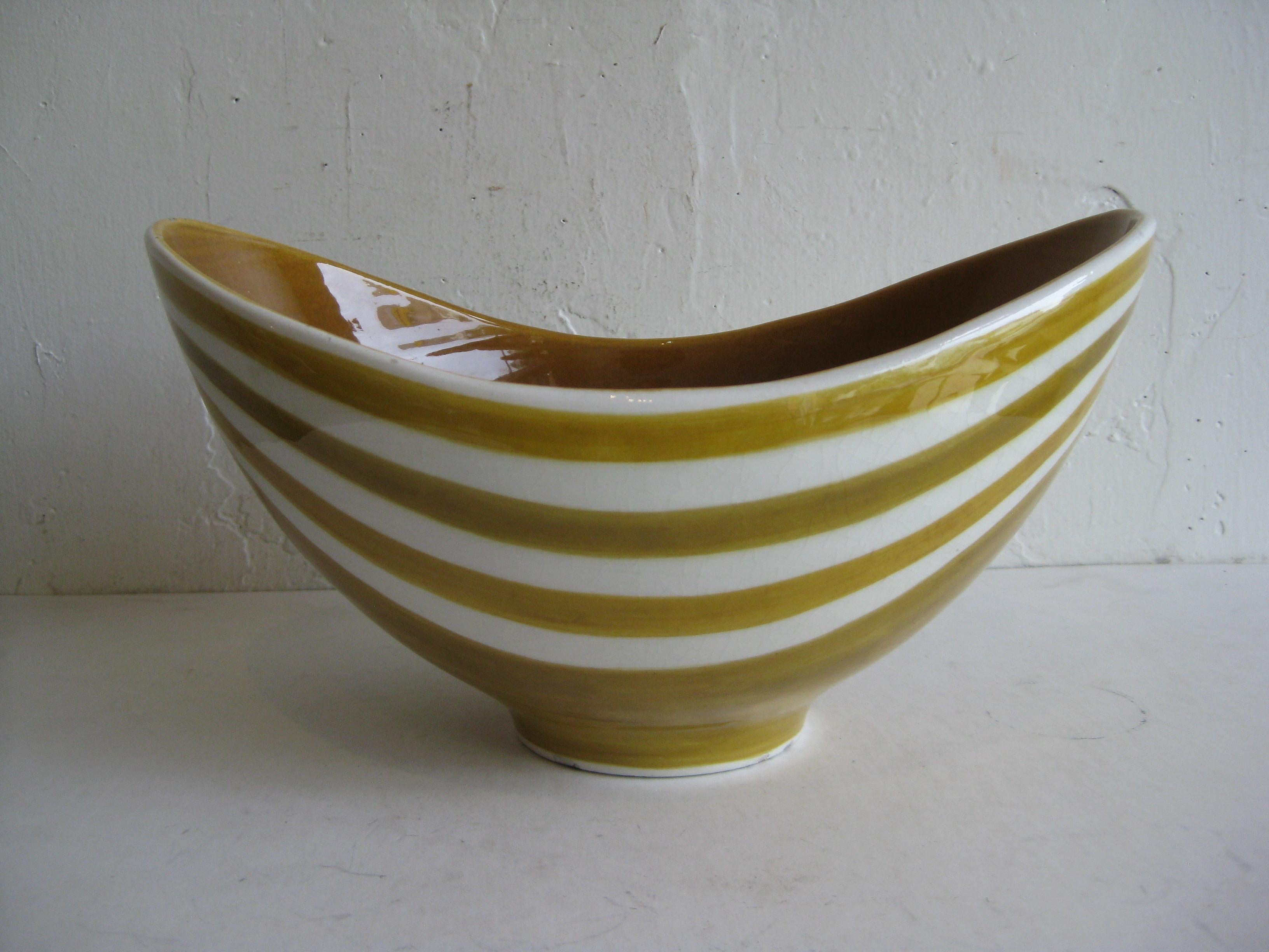 20th Century AH Kag Swiss Modernist Abstract Pottery Ceramic Large Bowl Vase, Switzerland