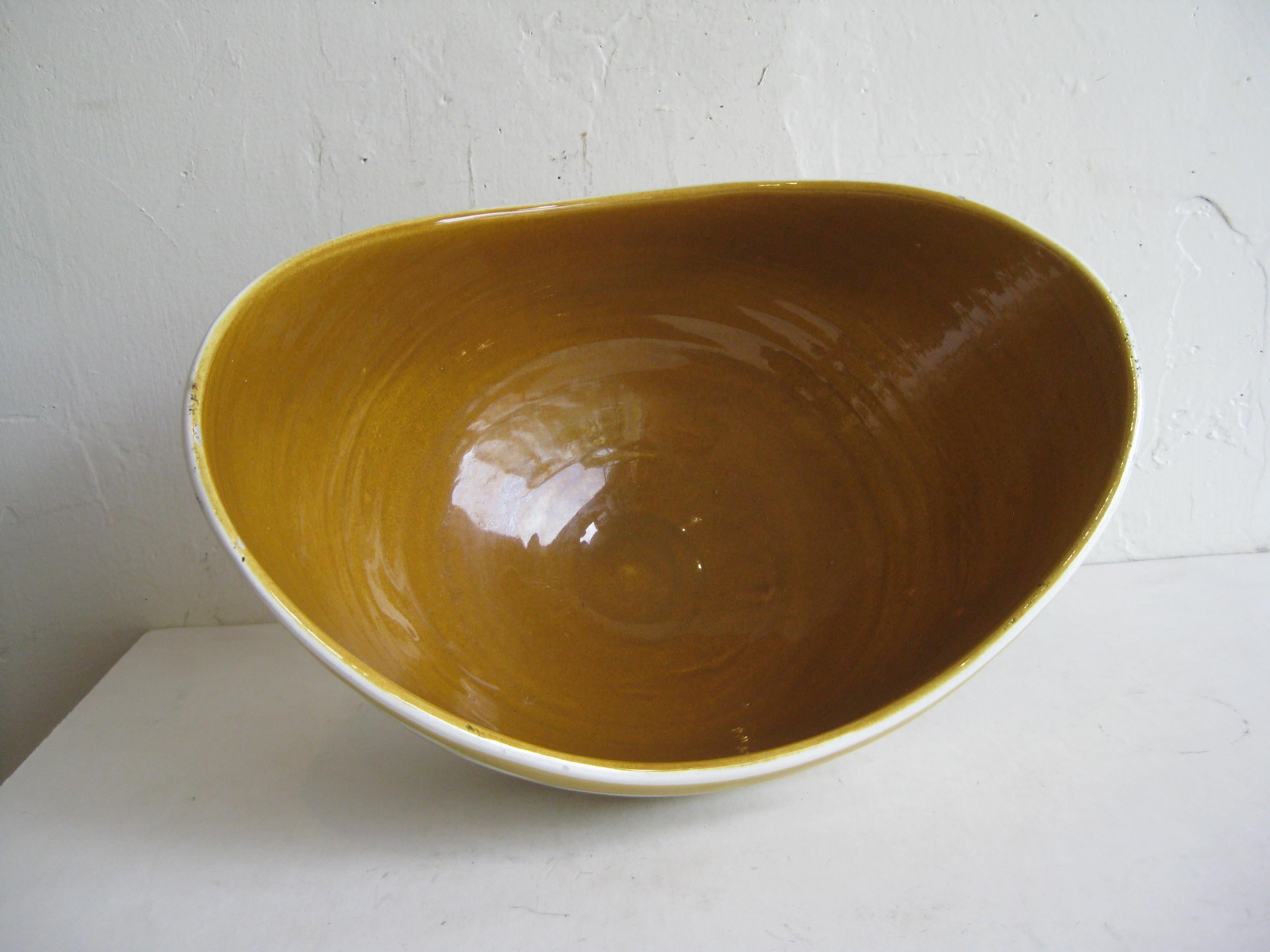 AH Kag Swiss Modernist Abstract Pottery Ceramic Large Bowl Vase, Switzerland 1