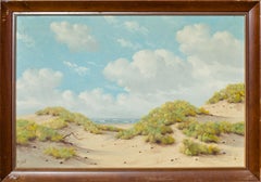 Magnifique peinture de paysage marin et de dunes de sable par A.H. Nordberg