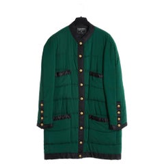 AH1990 Chanel Manteau FR42 Icónico FW1990 Abrigo CC de seda US12