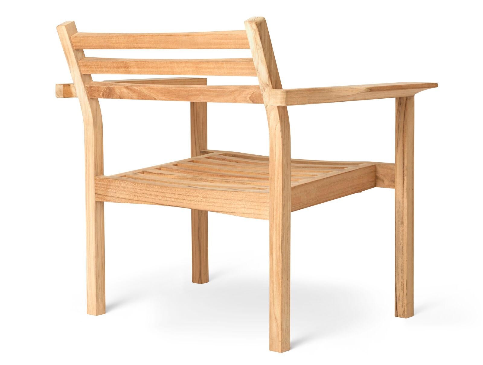 AH601 Stapelbarer Outdoor-Lounge-Stuhl aus unbehandeltem Teakholz *Quickship* (Moderne der Mitte des Jahrhunderts) im Angebot