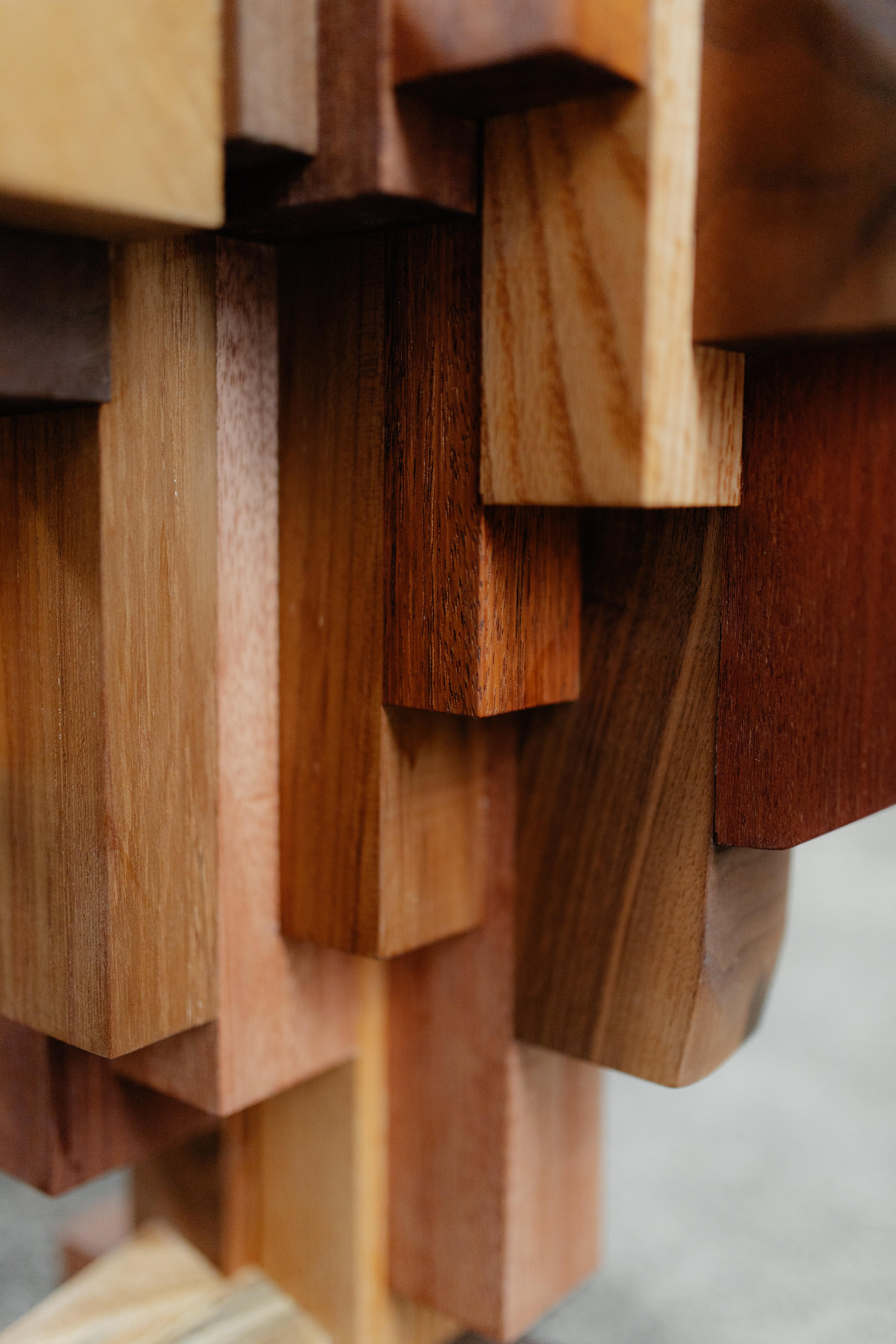 Wood Ahadi Side Table by Albert Potgieter Designs For Sale