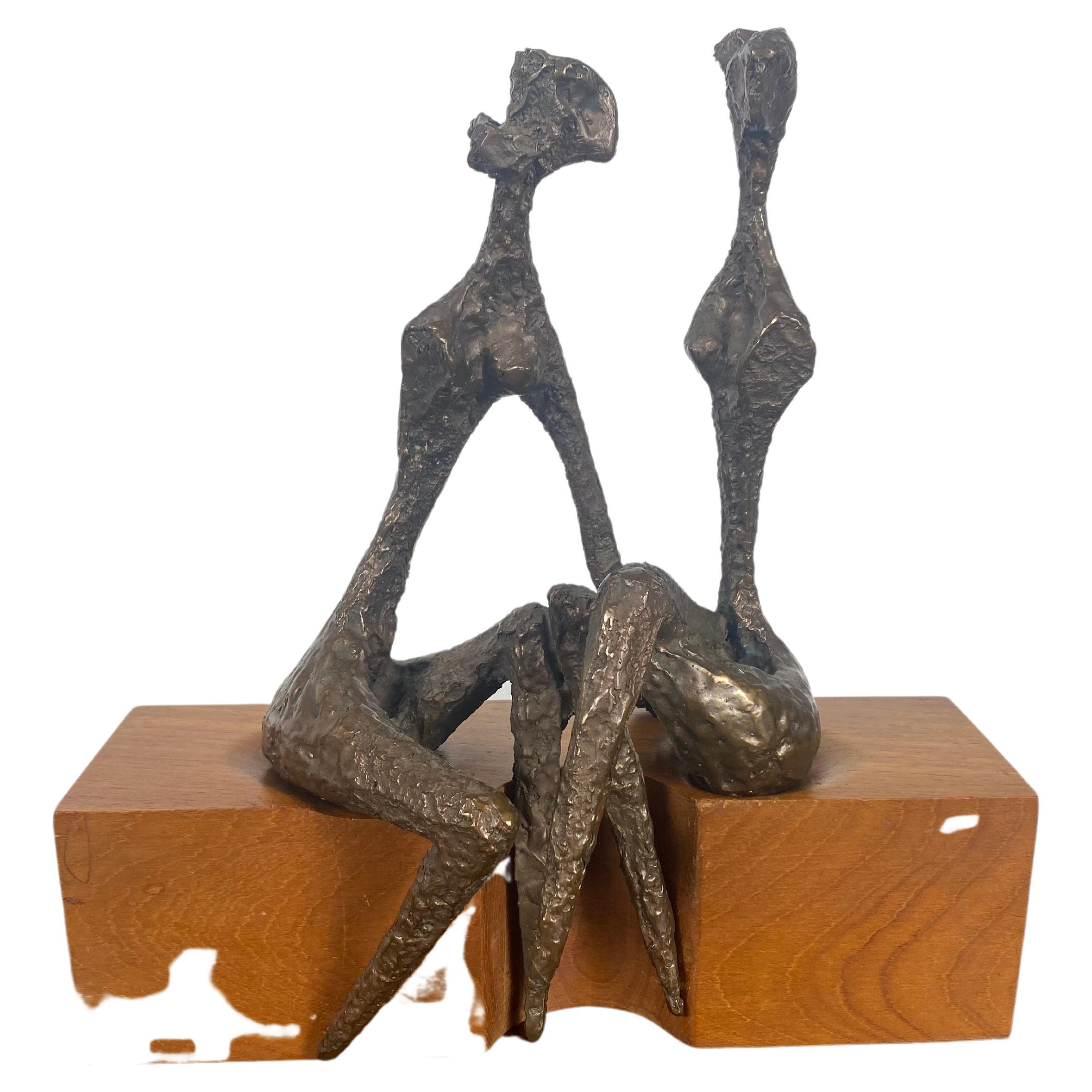 Aharon Bezalel Bronze moulé, moderniste, brutaliste. c 1969, Merveilleuse forme et art.