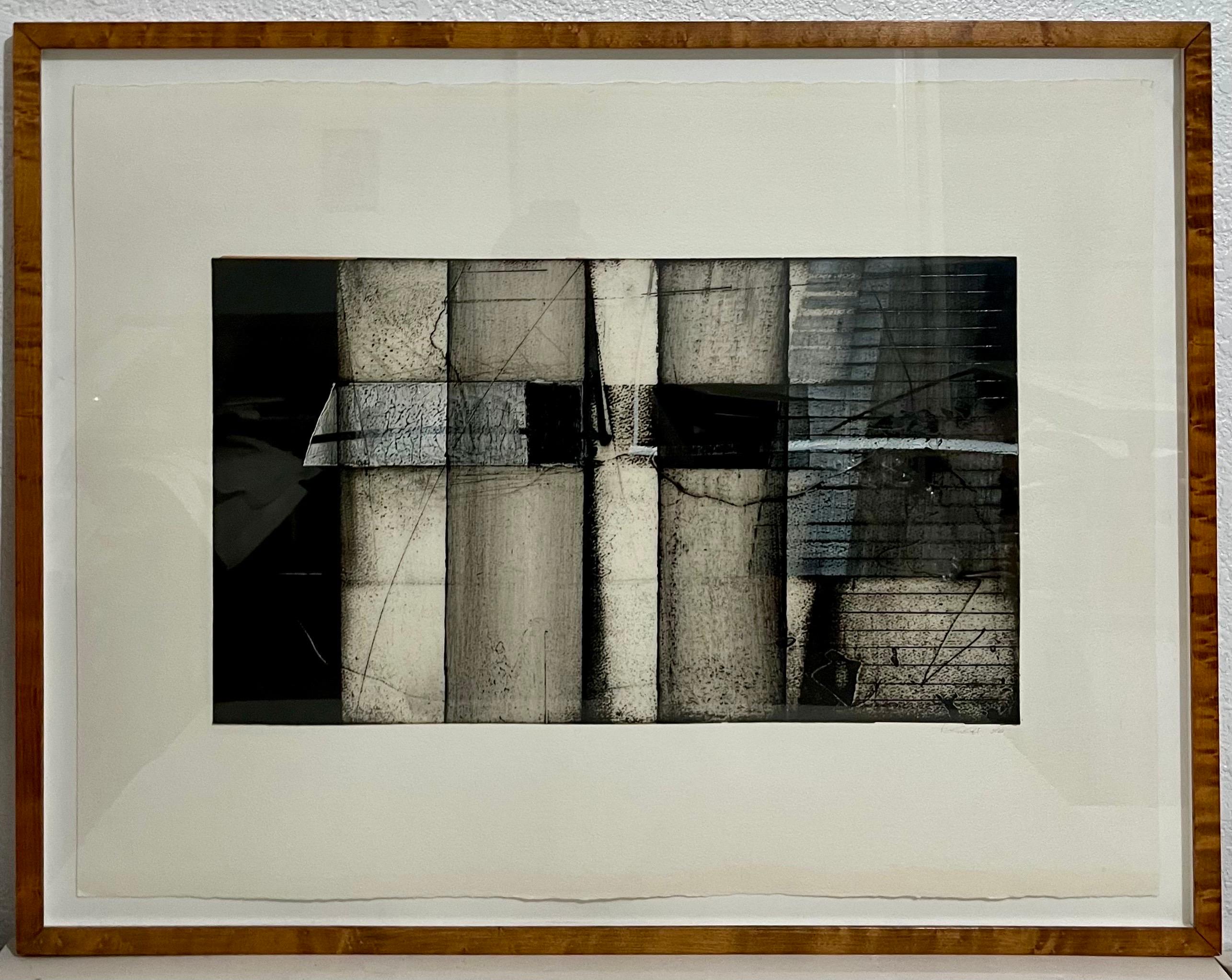 Pintura Geométrica Abstracta Mixta Israelí Aharon Gluska en venta 1