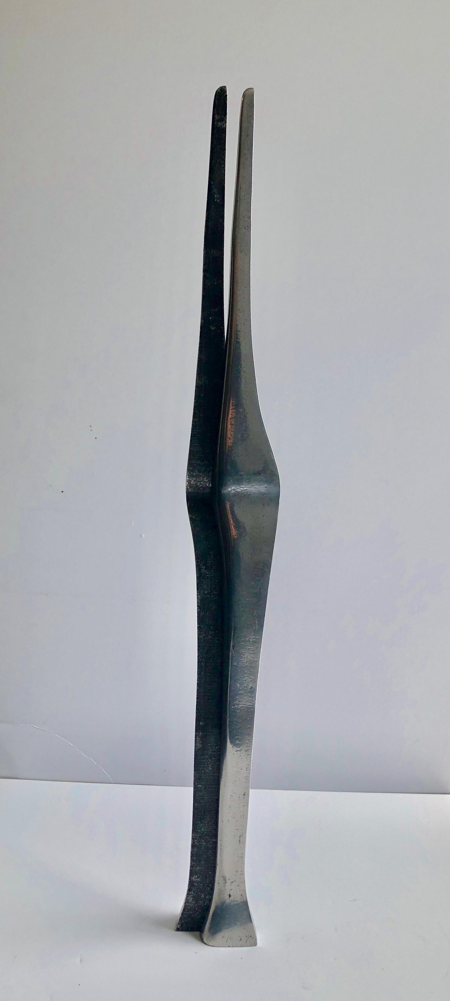 Aharon Bezalel Israeli Modernist Sculpture 2 Parts Minimalist Aluminum or Steel  8