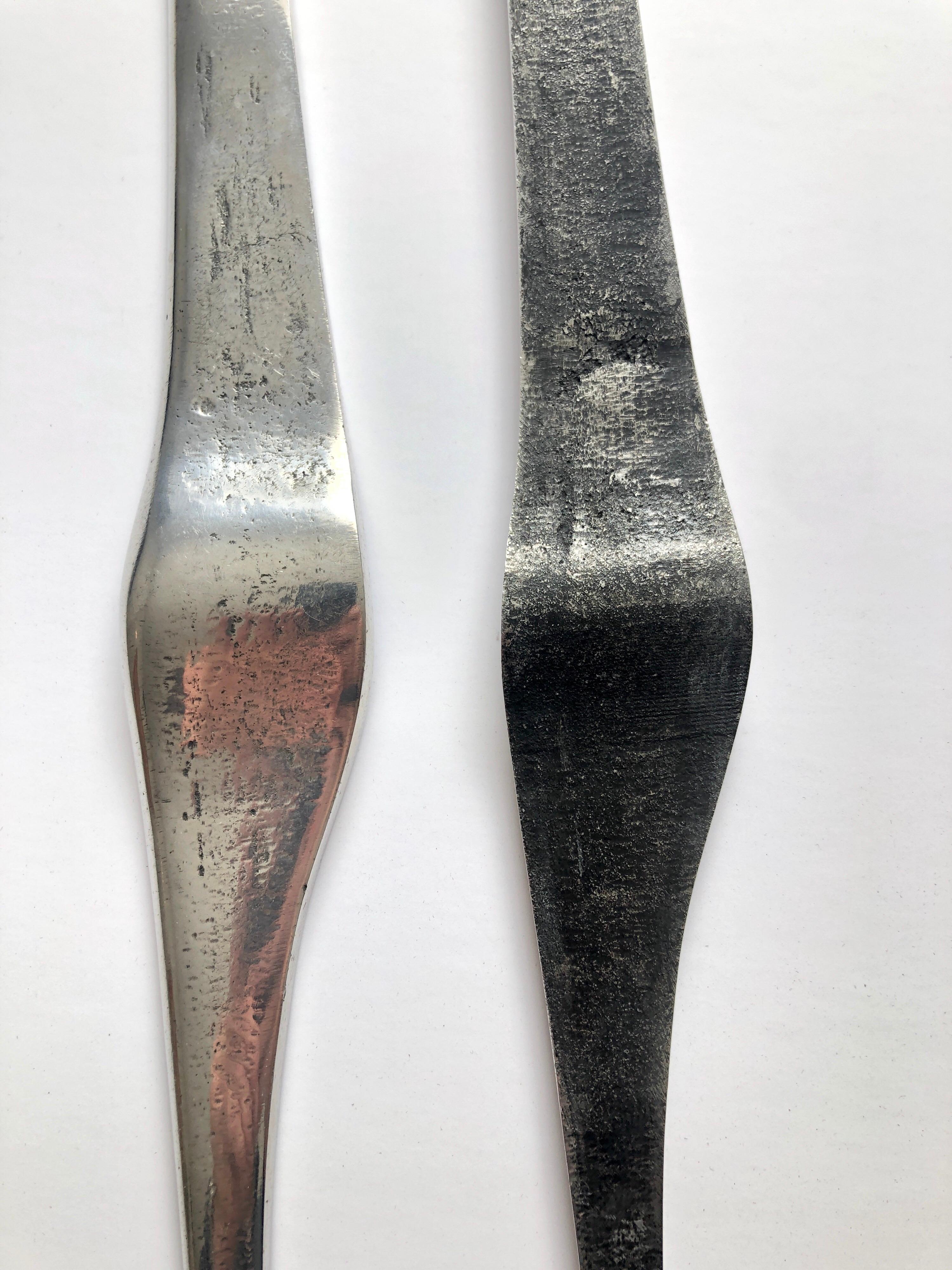 Aharon Bezalel Israelische Modernistische Skulptur 2 Teile Minimalistische Aluminium oder Stahl  im Angebot 4