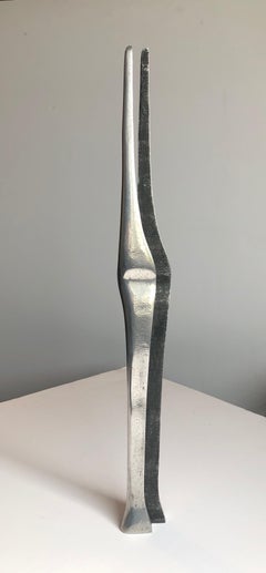 Vintage Aharon Bezalel Israeli Modernist Sculpture 2 Parts Minimalist Aluminum or Steel 