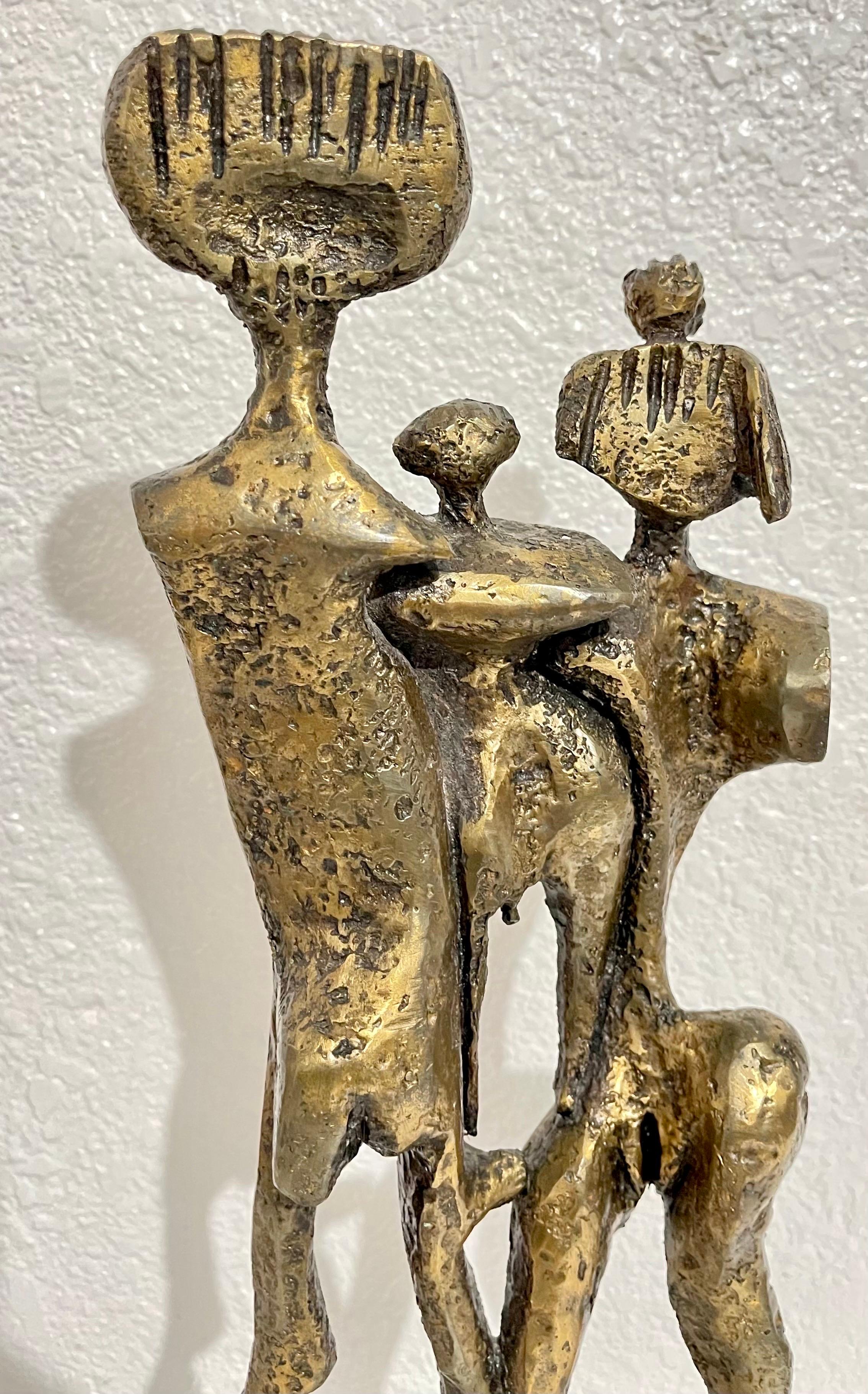 Large Aharon Bezalel Israeli Modernist Bronze Brutalist Puzzle Sculpture Figures For Sale 10