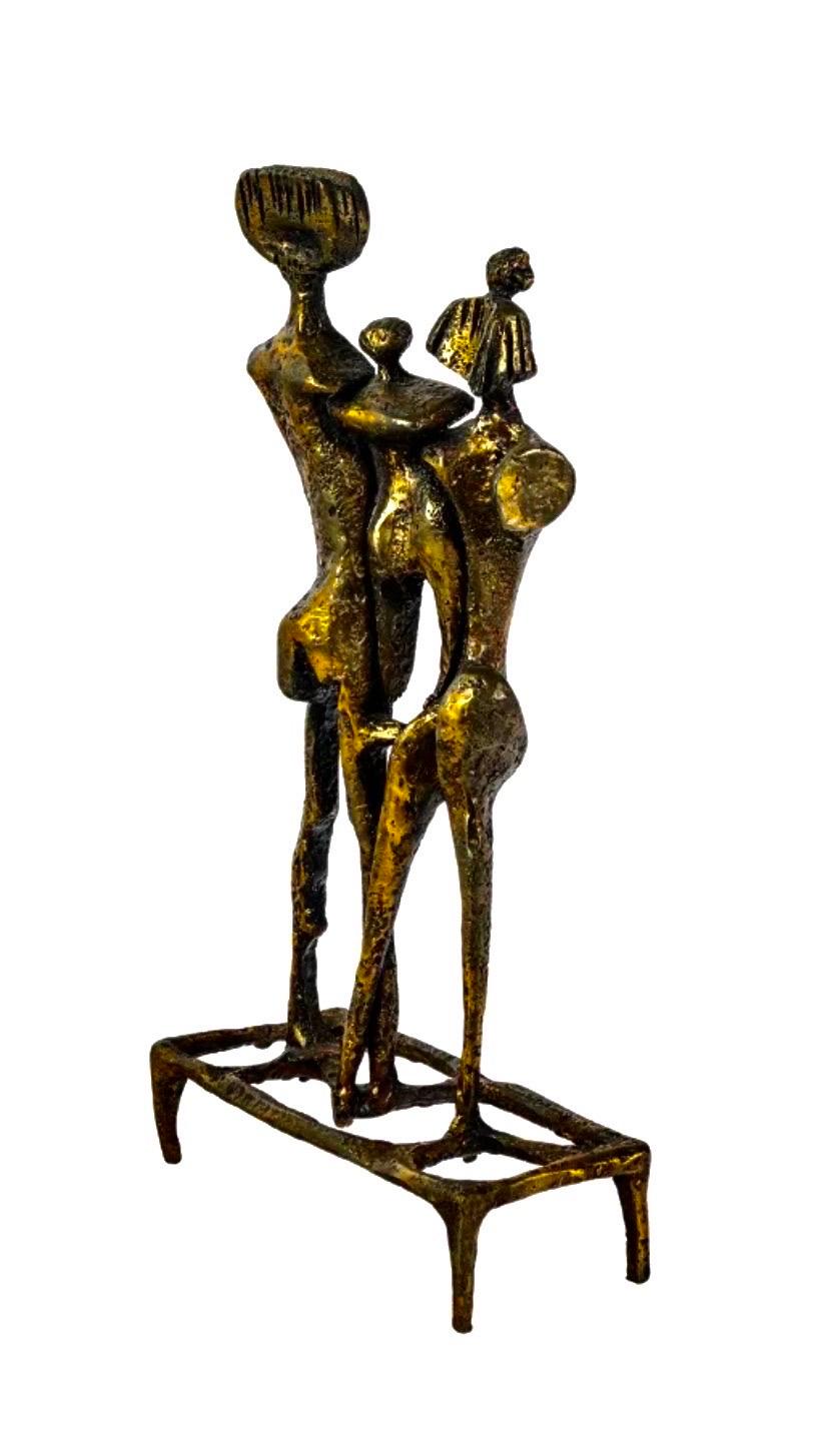 Large Aharon Bezalel Israeli Modernist Bronze Brutalist Puzzle Sculpture Figures For Sale 2