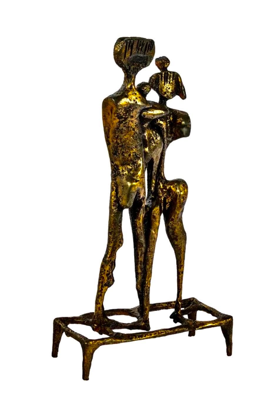 Large Aharon Bezalel Israeli Modernist Bronze Brutalist Puzzle Sculpture Figures For Sale 3