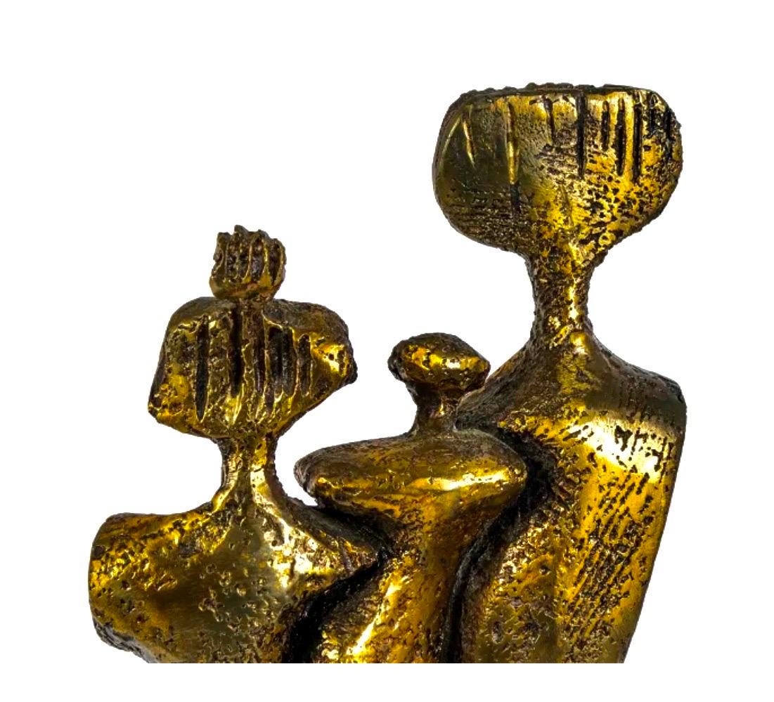 Large Aharon Bezalel Israeli Modernist Bronze Brutalist Puzzle Sculpture Figures For Sale 4