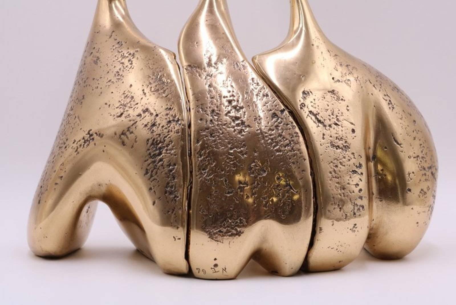 Rare ensemble de sculptures en bronze doré israéliennes de Aharon Bezalel en vente 2