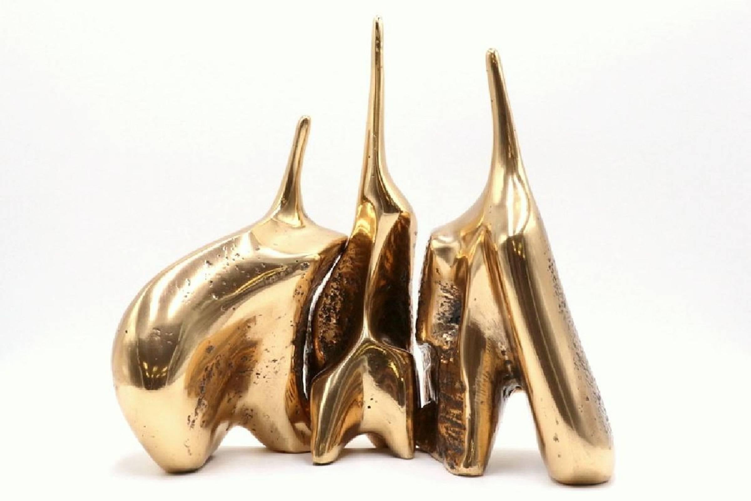 Rare ensemble de sculptures en bronze doré israéliennes de Aharon Bezalel en vente 4