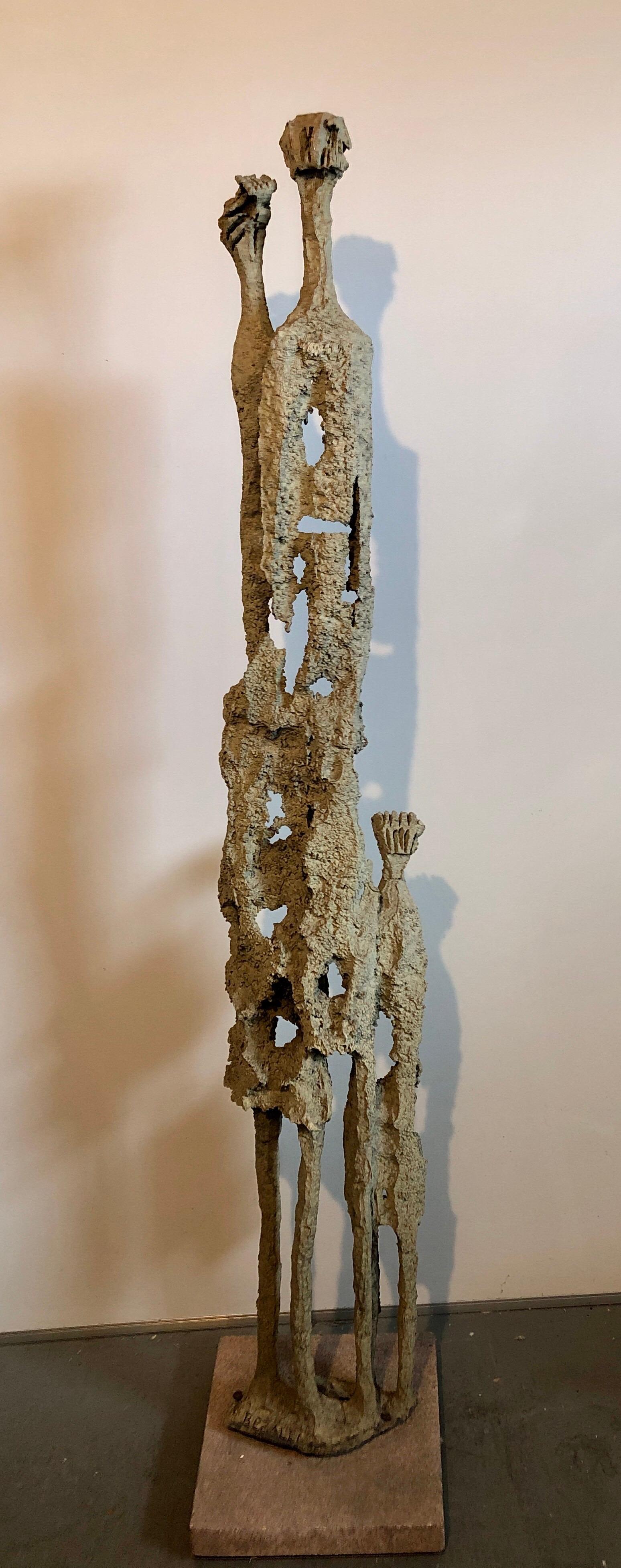 Rare Large Aharon Bezalel Israeli Modernist Unique Bronze Brutalist Sculpture 6