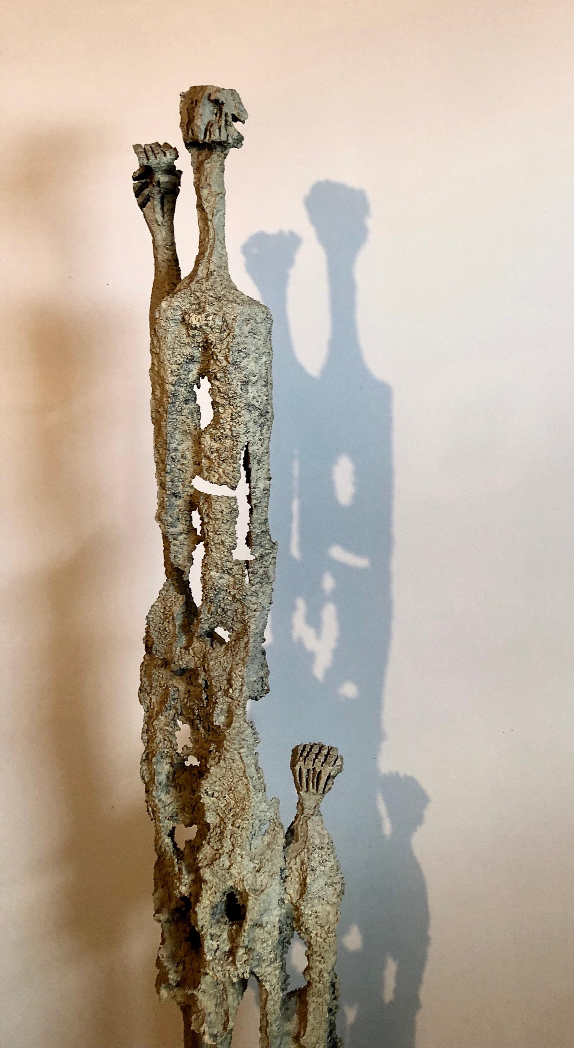 Rare Large Aharon Bezalel Israeli Modernist Unique Bronze Brutalist Sculpture 2
