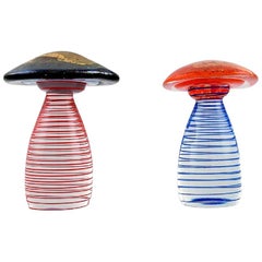 Ahlefeldt-Laurvig, Two Mushrooms in Art Glass, Late 1900s