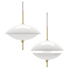 Ahm and Lund Large 'Clam' Pendant in Mouth Blown Opal Glass for Fritz Hansen