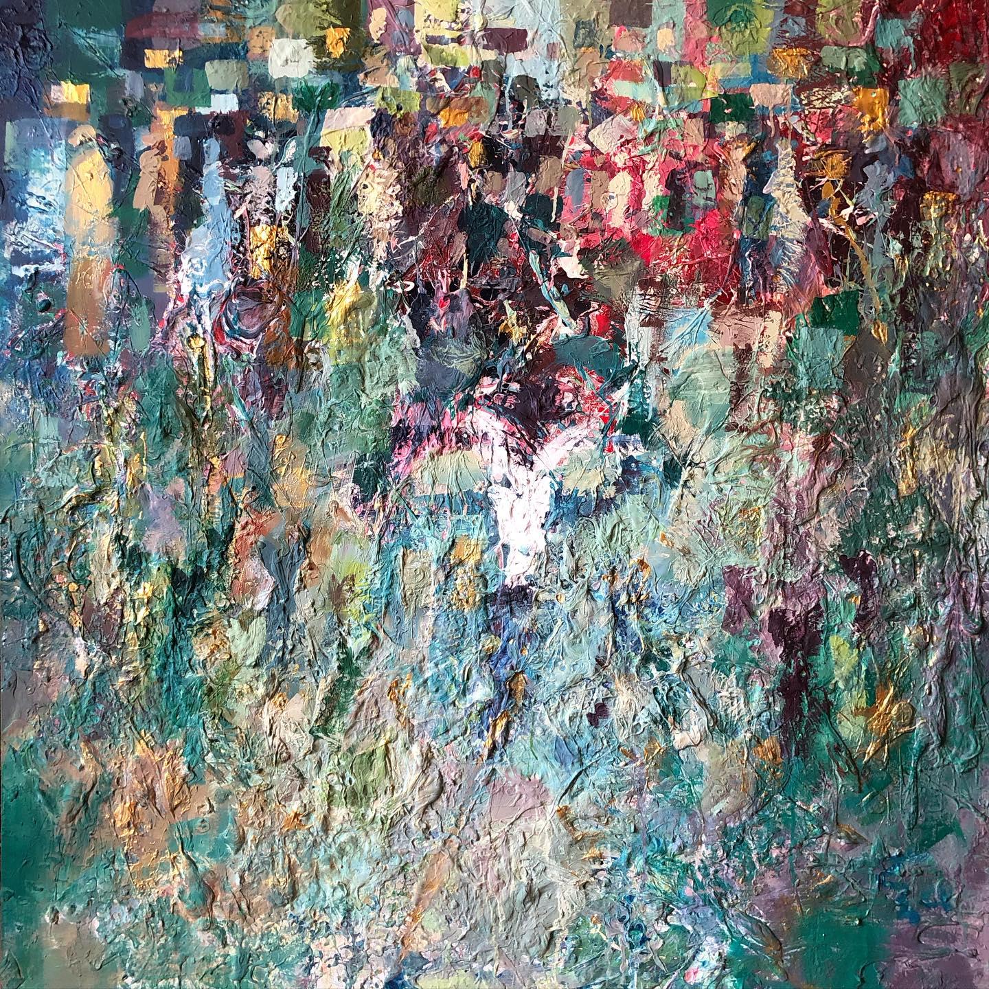 "A walk of life 1" Abstract Painting 47" x 47" inch by Ahmed Dafrawy 