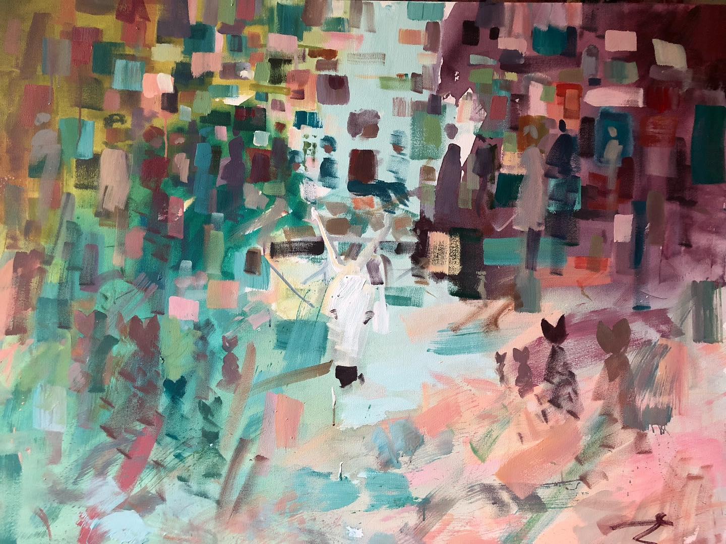 "A Walk of Life 4" Pittura astratta da 39" x 47" pollici di Ahmed Dafrawy 

Il percorso accademico di Dafrawy nel campo delle belle arti è iniziato nel 2014, quando ha ricevuto il certificato di completamento del corso di disegno presso la Facoltà