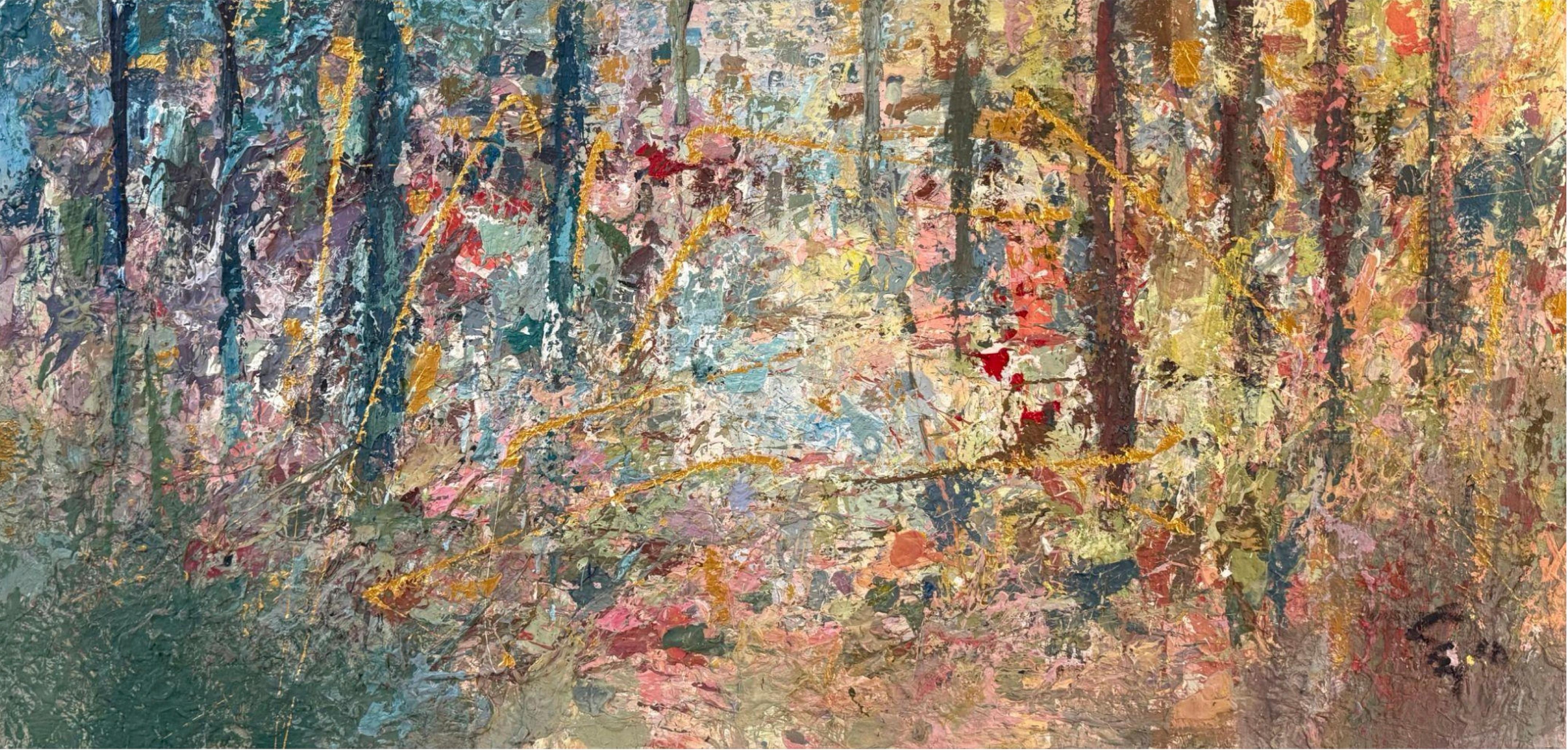 "AD 178" Abstract Painting 98" x 47" inch by Ahmed Dafrawy