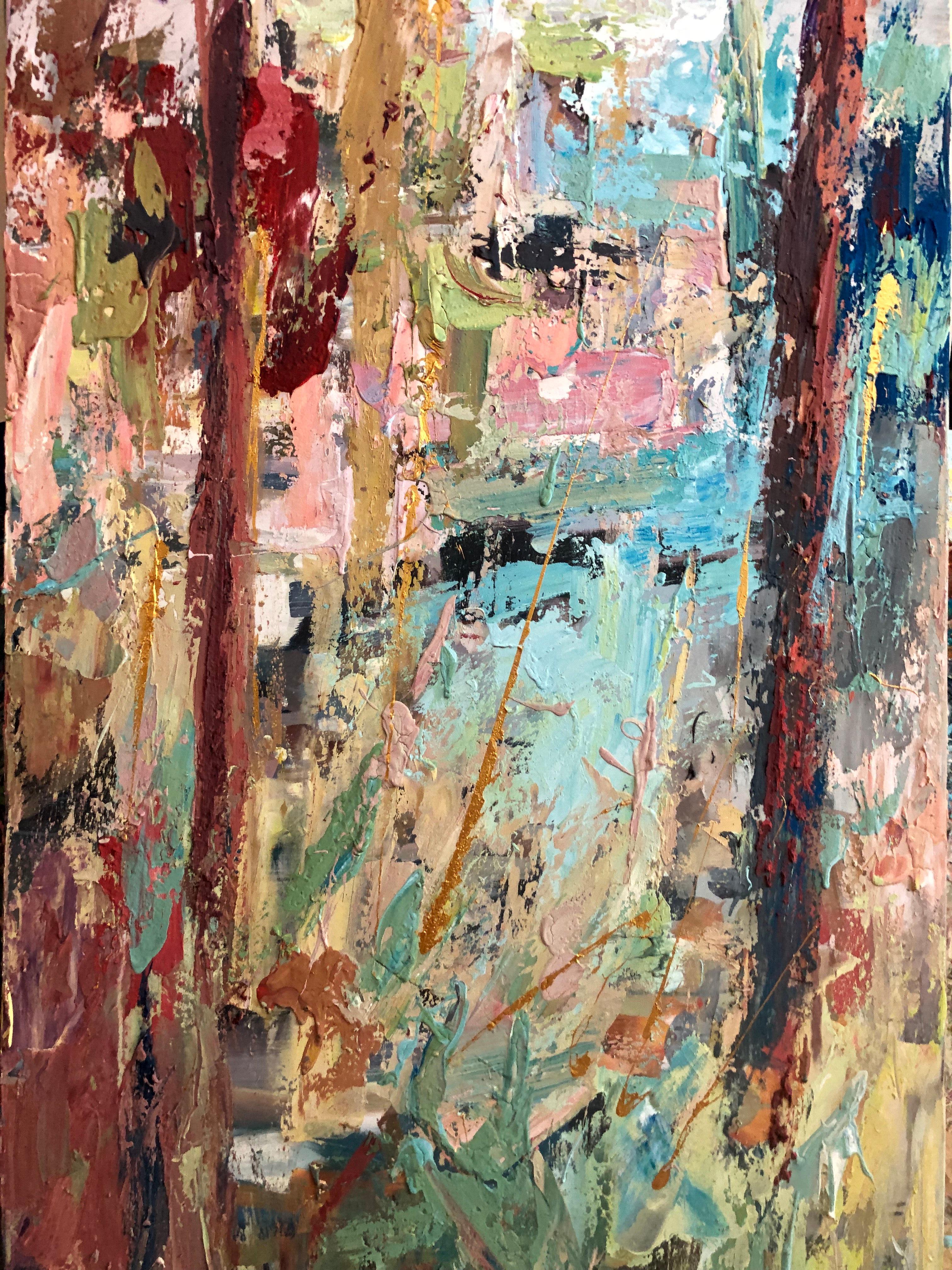 "AD 181" Abstract Painting 47" x 31" inch by Ahmed Dafrawy