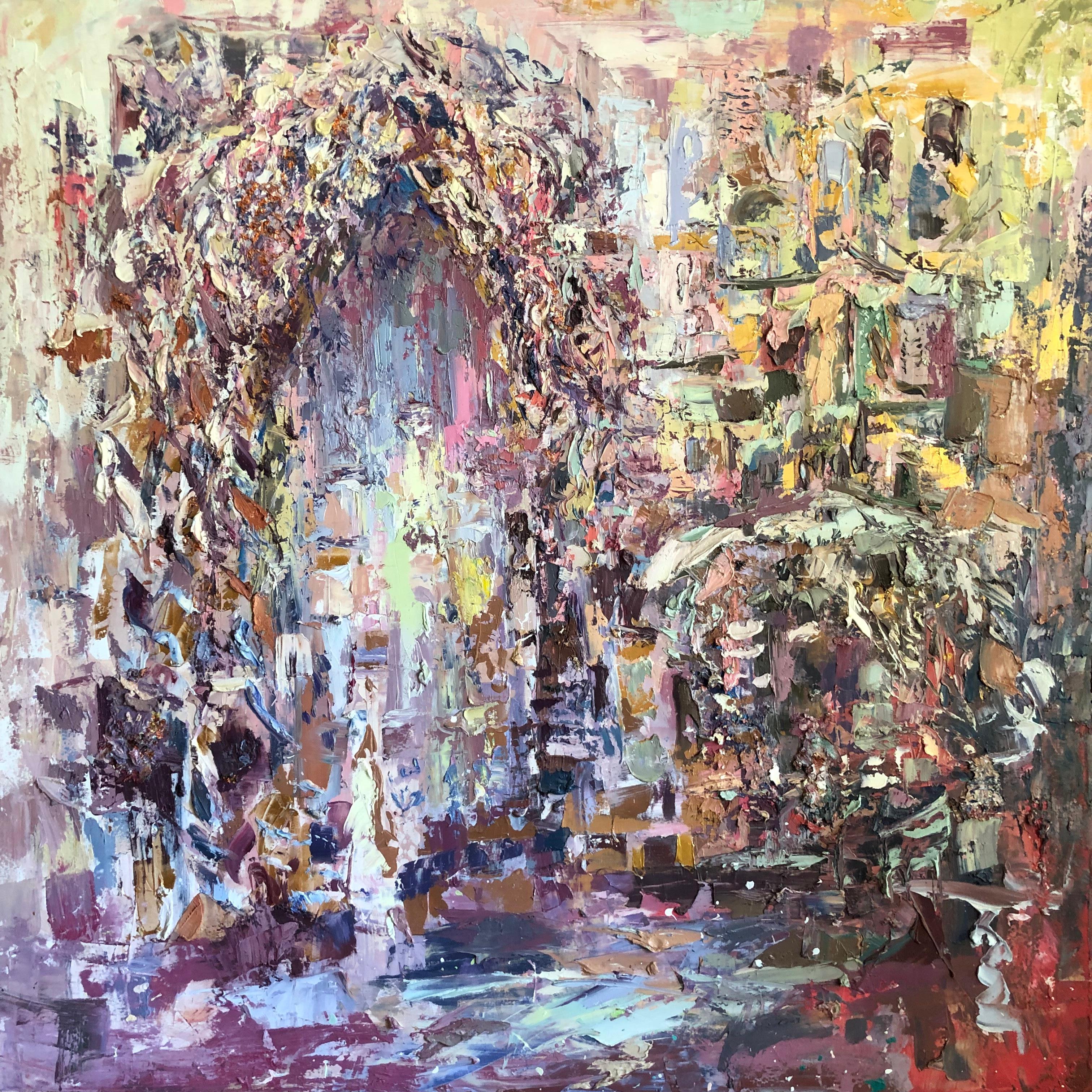 "AD 3.23" Abstract Painting 59" x 59" inch by Ahmed Dafrawy 

Dafrawy’s fine arts academic background started in 2014 when he received the certificate of drawing course completion from the Faculty of Art & Education located in Zamalek Cairo, Egypt.