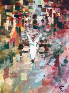 "ADS 4.23" Pittura astratta 39" x 28" pollici di Ahmed Dafrawy