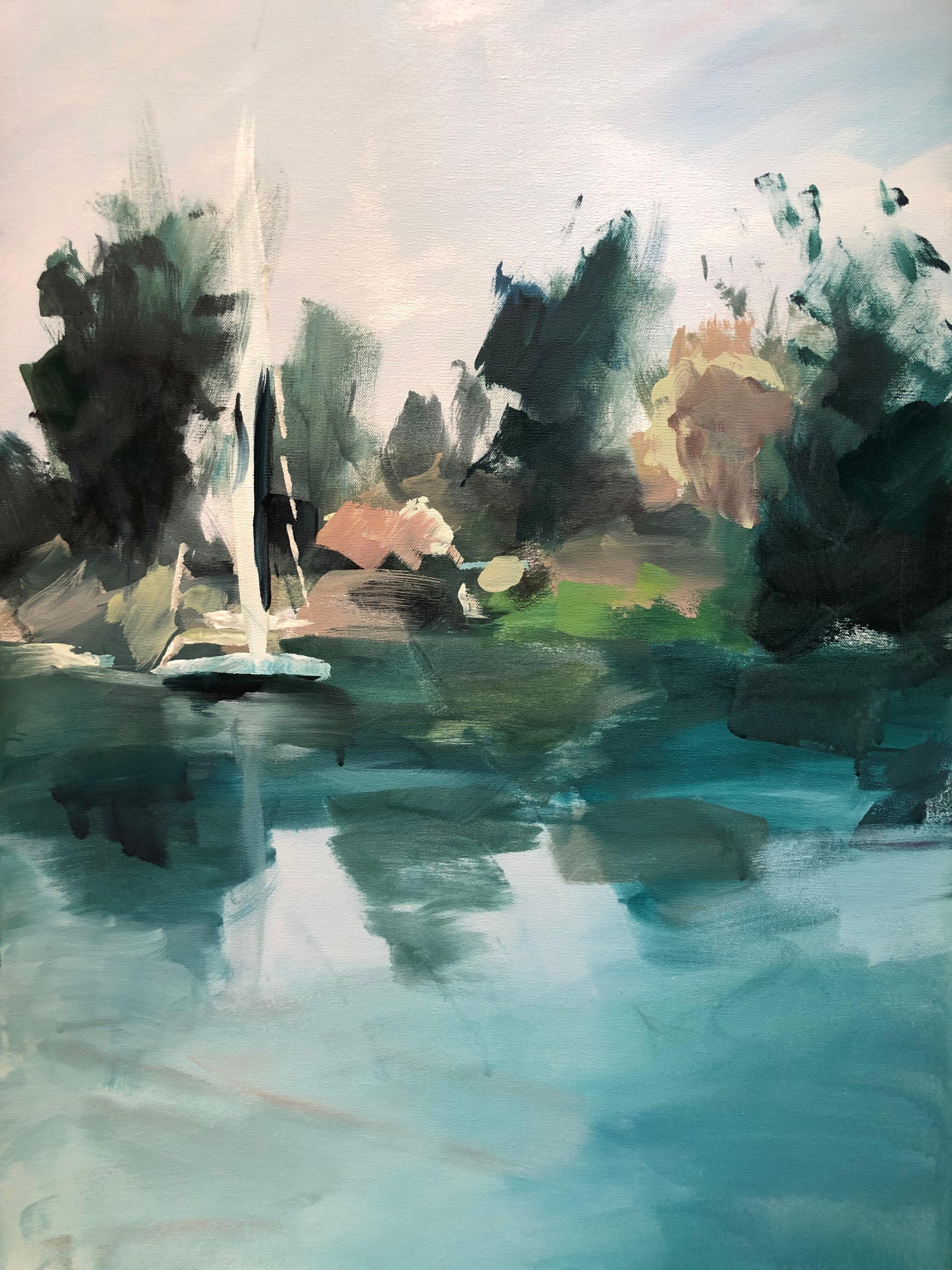 "Asuán" Pintura abstracta 31,5" x 24" pulgadas por Ahmed Dafrawy