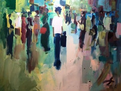Pittura astratta "Il Cairo", 39" x 47" pollici di Ahmed Dafrawy