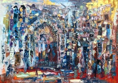 "Khan El Khalily" Painting 59" x 79" inch by Ahmed Dafrawy 