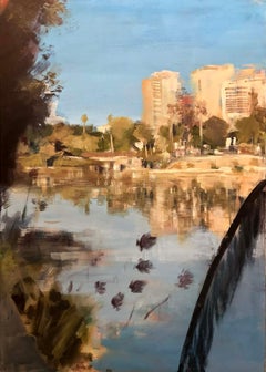 "The Nile 2" Abstract Painting 39" x 28" inch by Ahmed Dafrawy