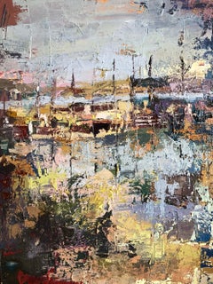 "The Nile" Abstract Oil Painting 24" x 18" inch by Ahmed Dafrawy