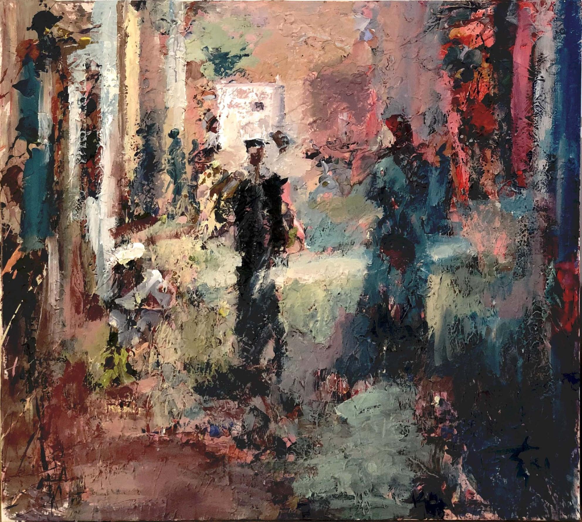"Untitled 82" Abstract Painting 39" x 35" inch by Ahmed Dafrawy 