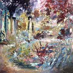 "Vining in Me" Pittura a olio astratta di 39" x 39" pollici di Ahmed Dafrawy