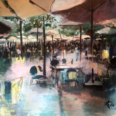 "Waiting For Her" Abstrakte Malerei 39" x 39" Zoll von Ahmed Dafrawy