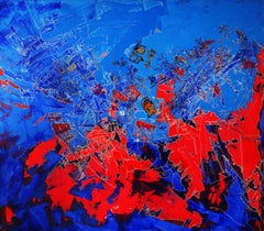 "Blue Blood" Mixed Media on canvas 80'x72'inch by Ahmed Farid 